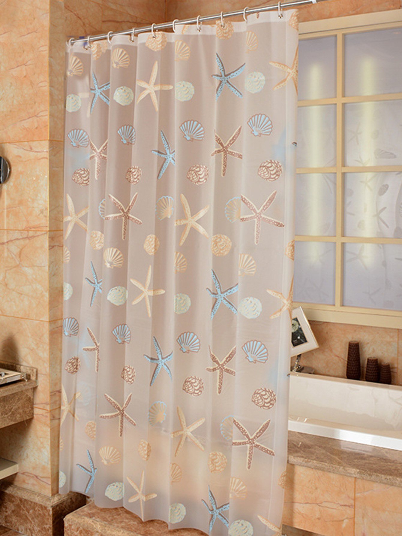 Занавеска для душа 1 шт и 12 крючков