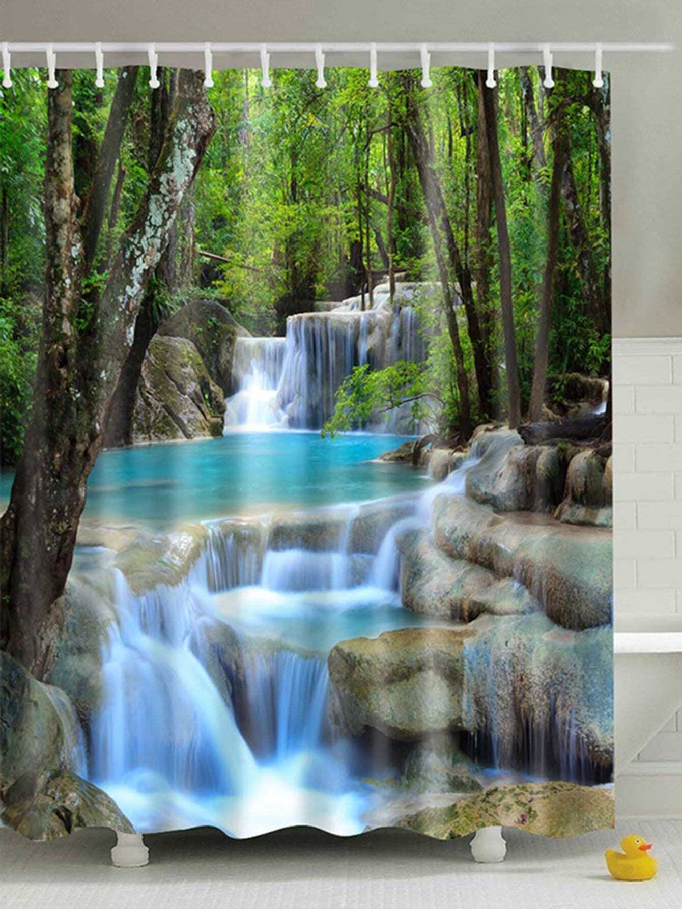 Занавеска для душа 1 шт водопад и кольца 12 шт