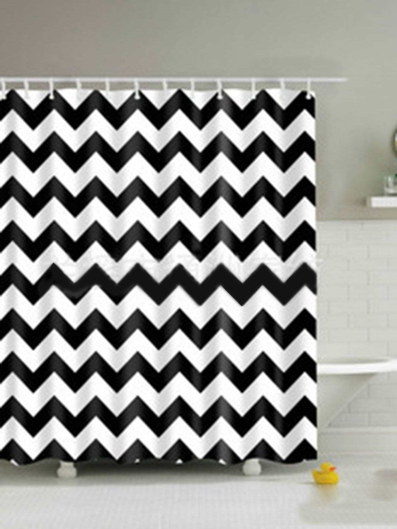 Занавеска для душа 1 шт с полосками и кольца 12 шт