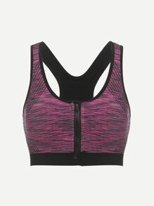 Zipper Front Sports Bra