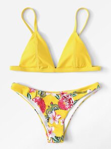 Flower Print Bikini Set
