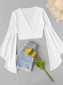 Fluted Sleeve Surplice Tee