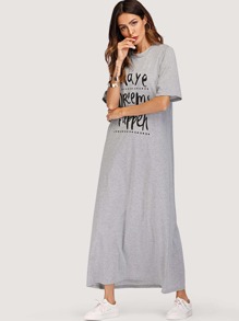 Slogan Print Tee Dress