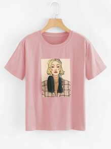 Tassel Detail Figure Print Tee