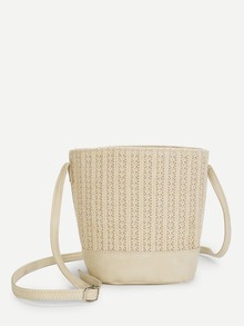 Straw Bucket Bag With Inner Pouch