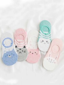 Cartoon Print Invisible Socks 5Pairs