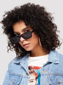 Plain Frame Mirror Lens Sunglasses