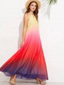 Backless Knot Back Halter Dress