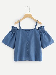 Off The Shoulder Pleated Sleeve Top