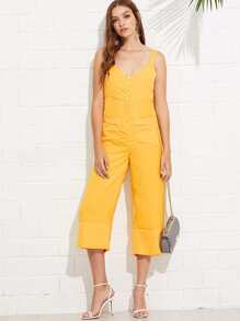 Dual Pocket Button Front Jumpsuit