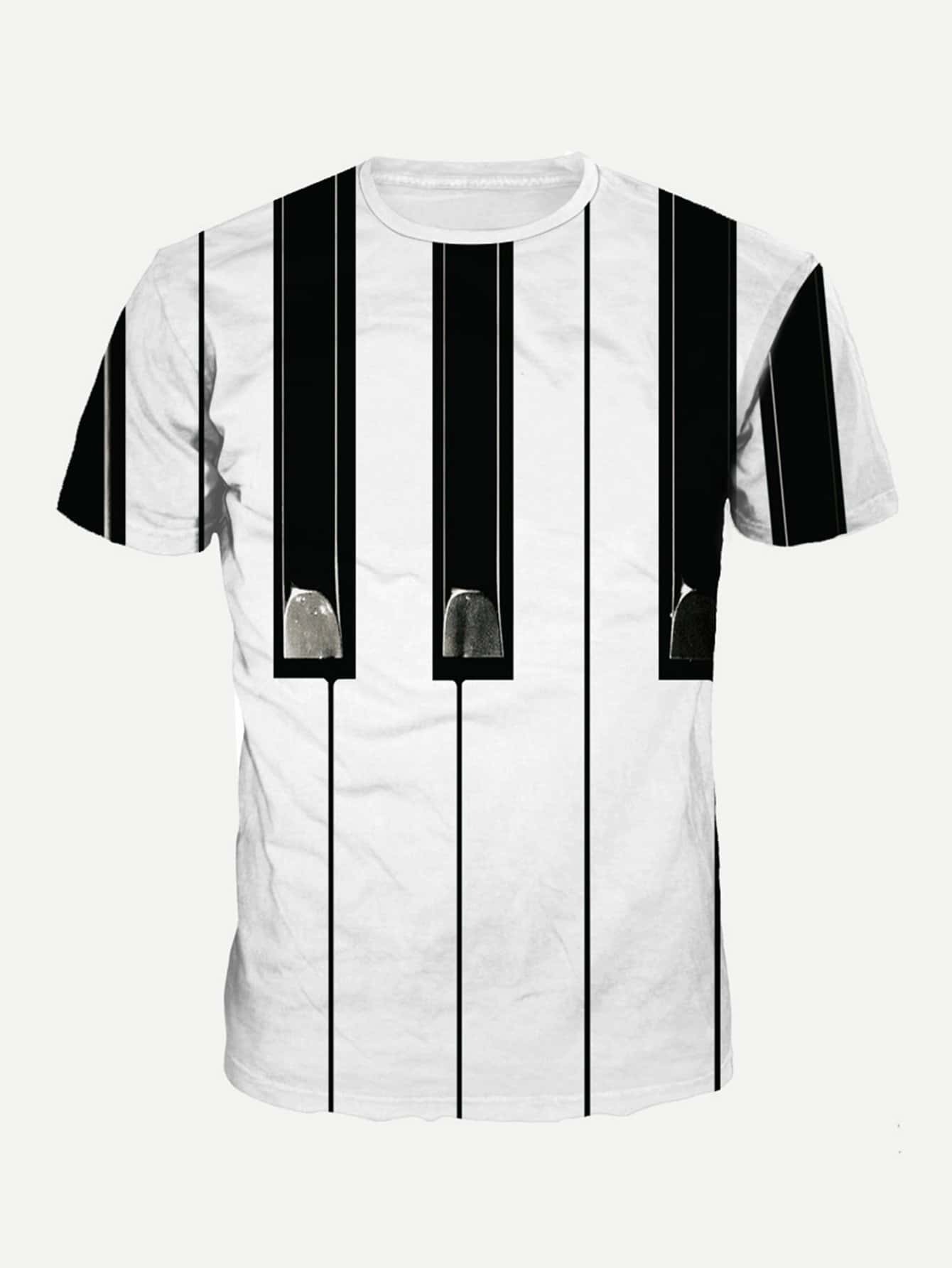 Men Piano Keys Print Tee