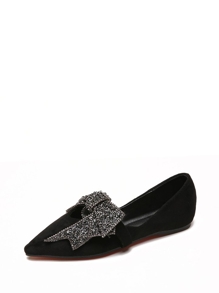 Rhinestone Bow Pointed Toe Flats