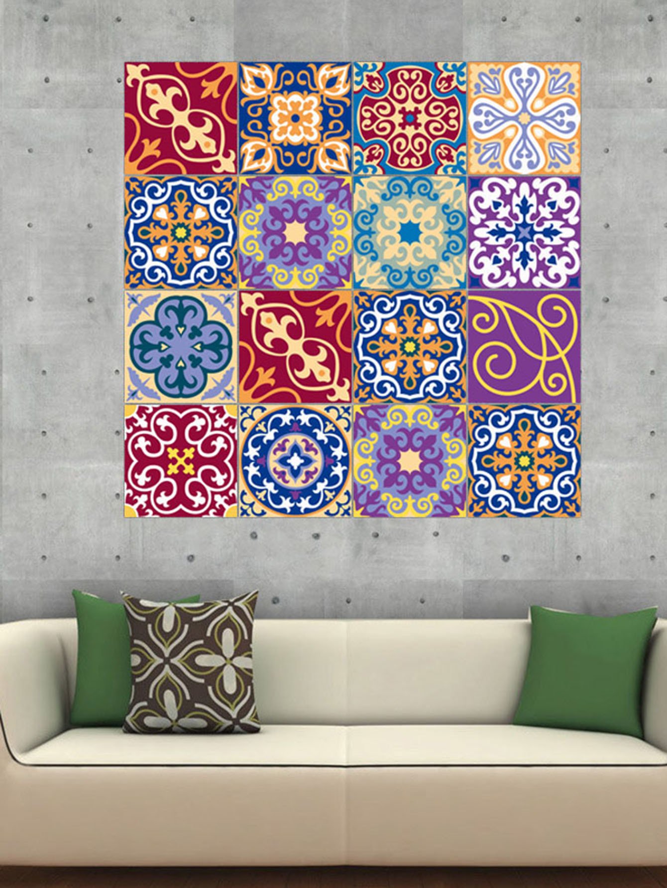 Random Damask Patchwork Ceramic Tile Sticker 1pc