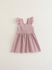 Girls Tie Back Gingham Dress