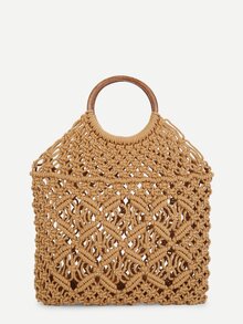 Woven Tote Bag With Ring Handle