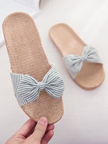 Striped Bow Flat Sliders