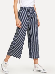 Tie Waist Stripe Wide Leg Pants