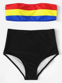 Cut and Sew Bandeau Bikini Set
