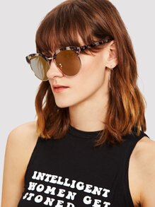 Marble Print Frame Mirror Lens Sunglasses