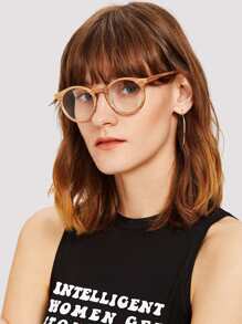 Wooden Frame Round Lens Glasses