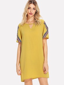 Stripe Contrast Cut Out Dress