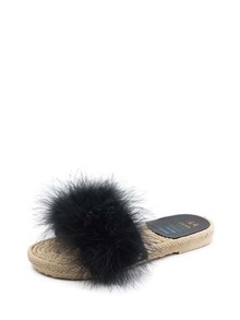 Faux Fur Espadrille Slippers
