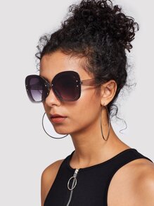 Glitter Frame Mirror Lens Sunglasses