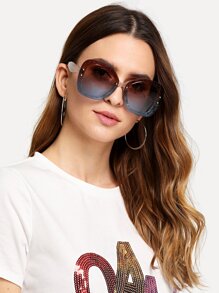 Glitter Frame Mirror Lens Sunglasses