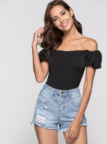 Off Shoulder Solid Tee