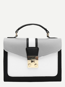 Color Block PU Crossbody Bag
