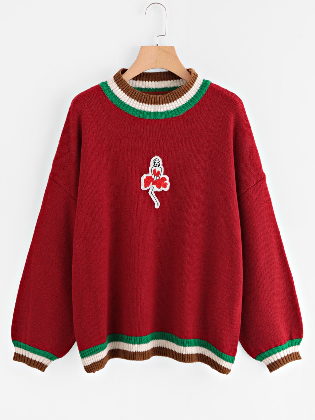 Полосатый Trim Фонарь Свитер Свитер