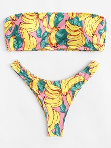 Banana Print Bikini Set