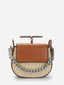 Saddle Crossbody Bag With Chain Handle