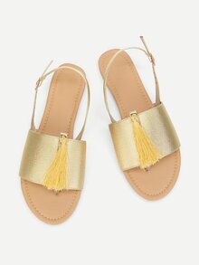 Tassel Detail Slingback Sandals