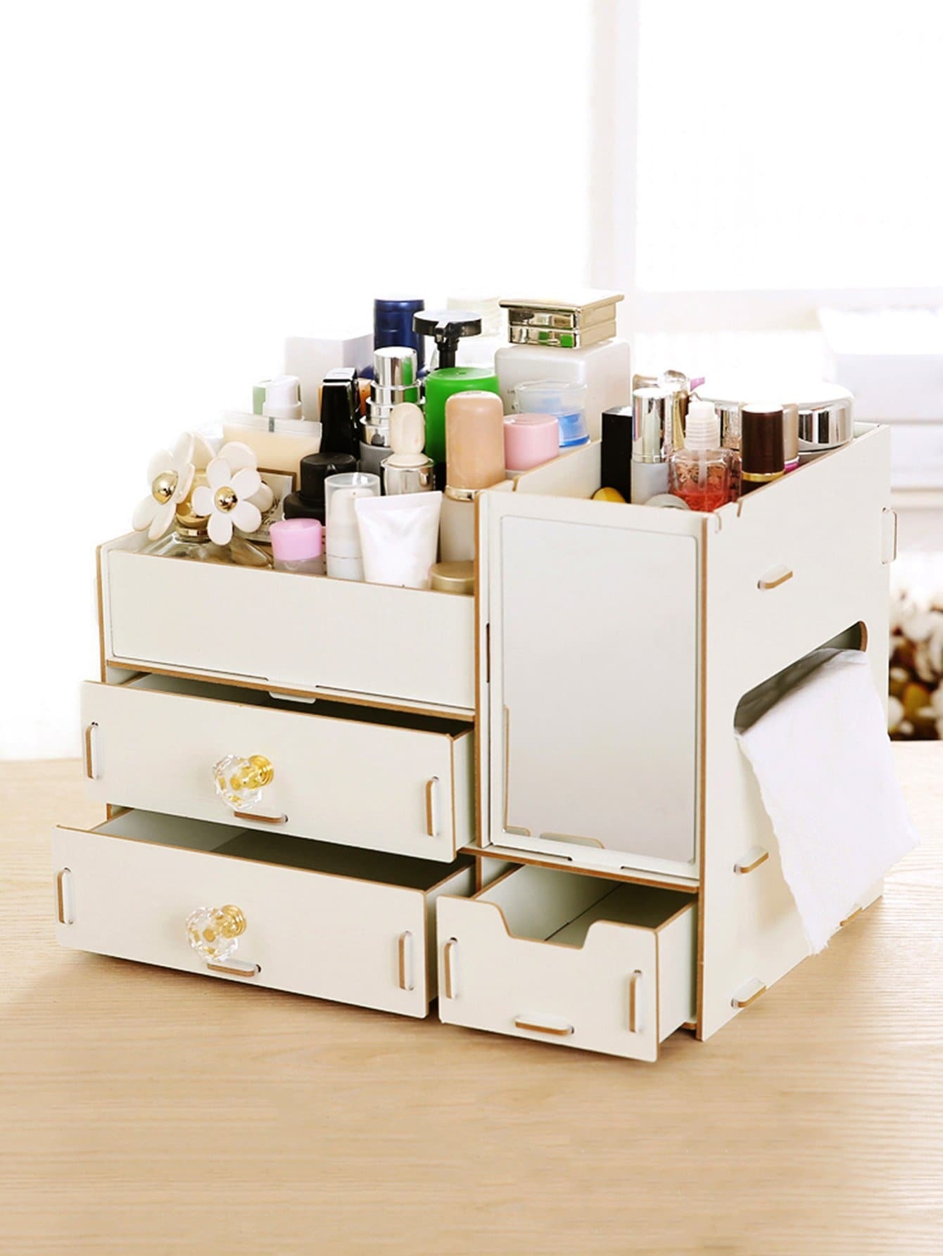 Tagr Layered Drawer Desk Organizer With Mirror By Romwe Layered Drawer Desk Organizer With Mirror By Romwe