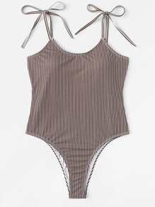 Open Back Striped Swimsuit