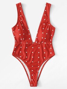 V Plunge Neck Swimsuit
