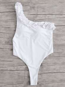 One Shoulder Appliques Swimsuit