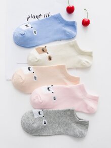Cat Pattern Invisible Socks 5Pairs