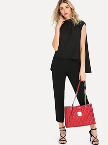 Quilted Design PU Shoulder Bag