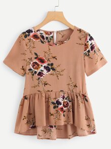 Floral Print Ruffle Hem Top