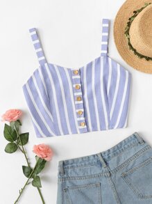 Single Breasted Striped Cami Top