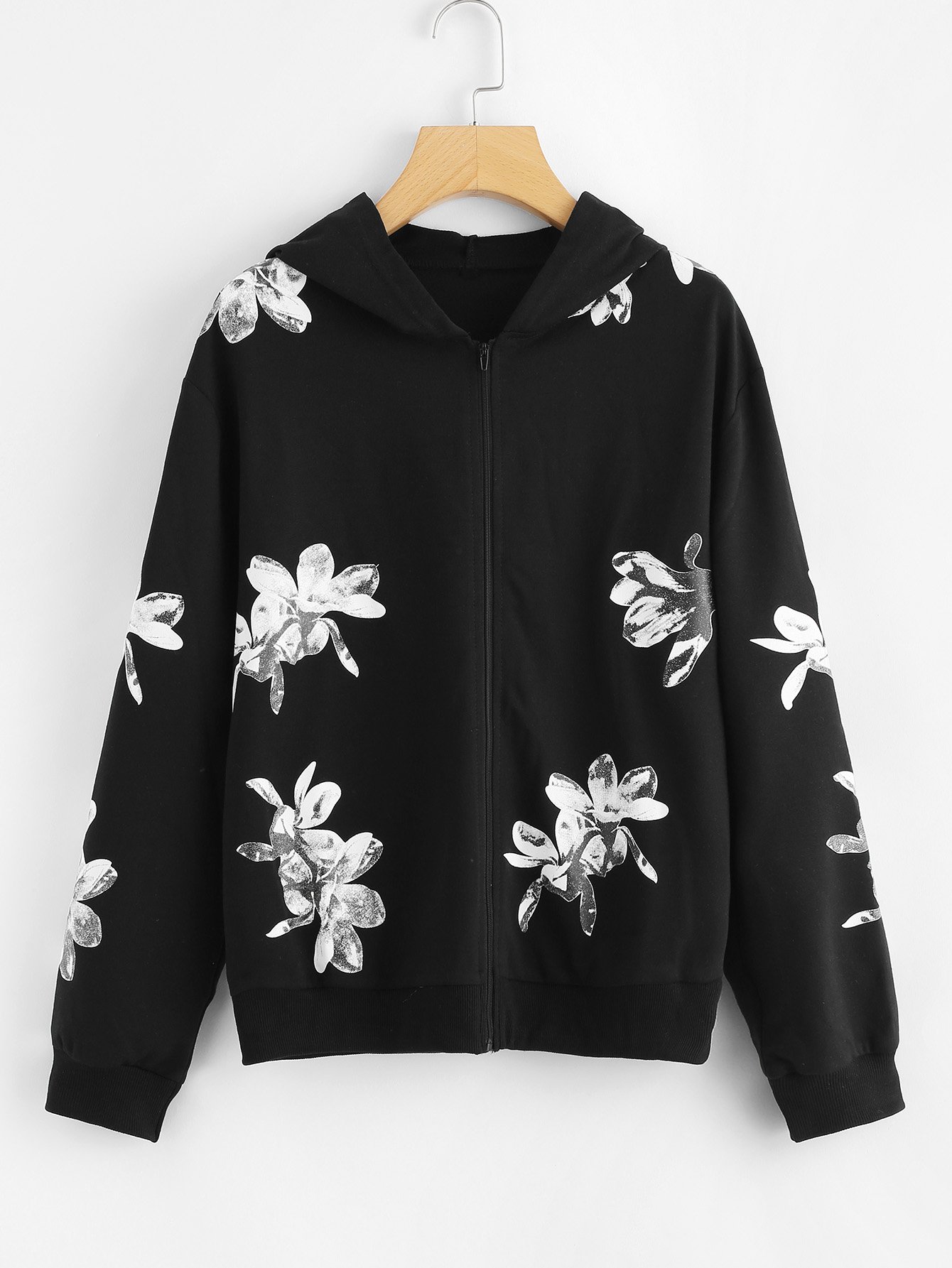 Жакет худи в цветочек с молнией