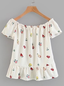 Fruit Print Pep Hem Top