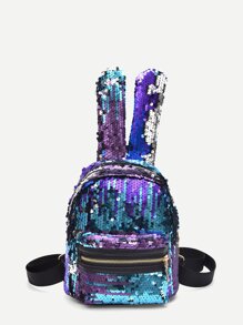Pocket Front Sequins Backpack