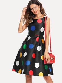 Dot Print Tank Dress