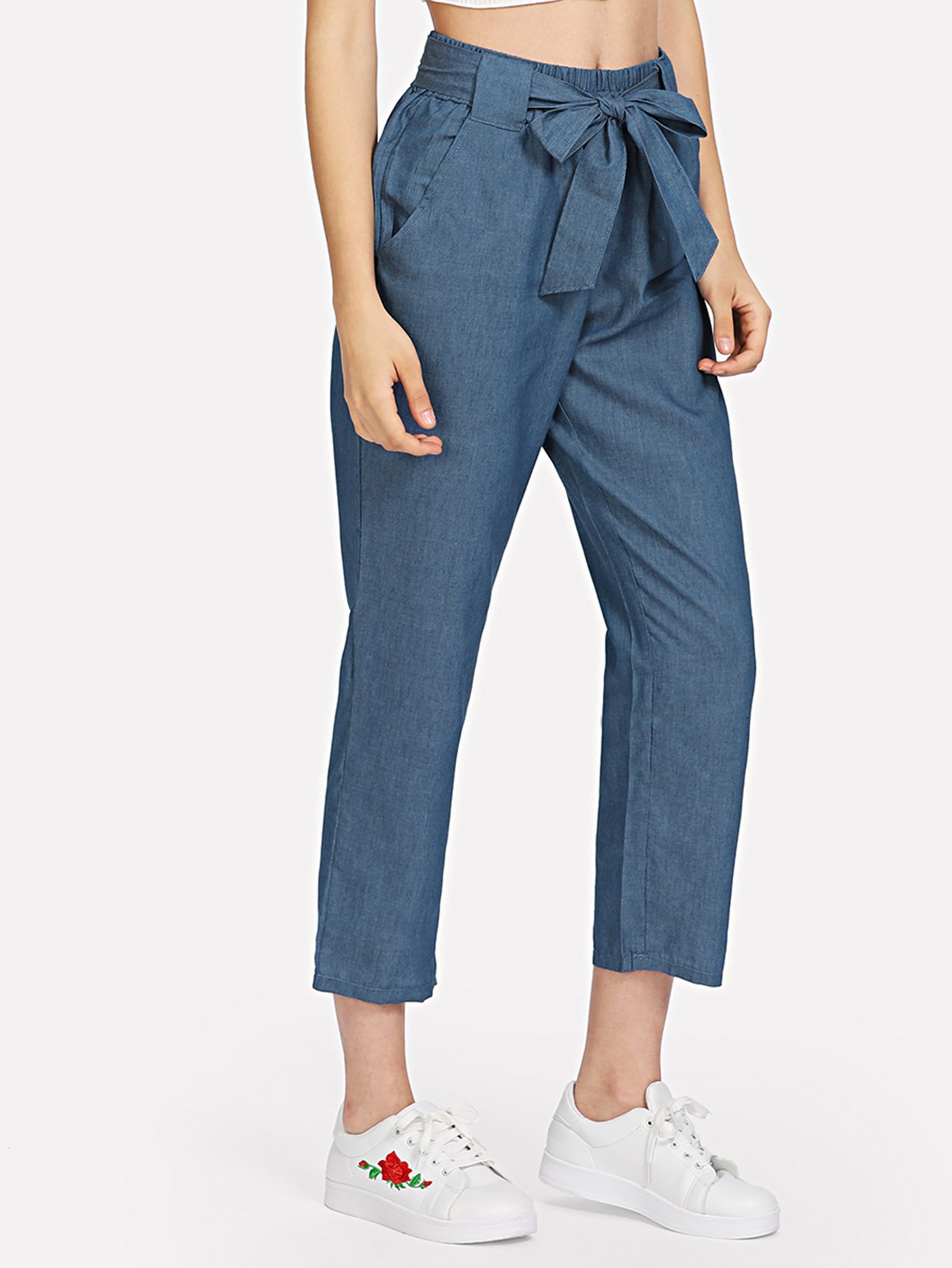 цены Self Tie Waist Jeans