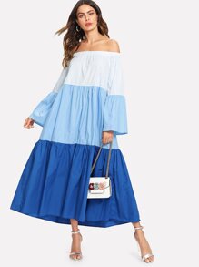 Color Block Off Shoulder Dress