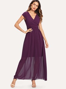 Surplice Wrap Chiffon Dress