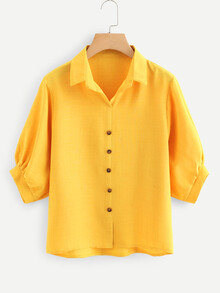 Bishop Sleeve Single Breasted Shirt